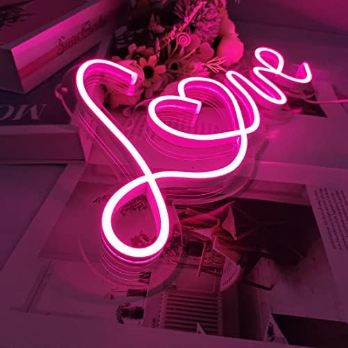 Britrio LED Neon Lámpa Jel, 17x8 Szerelem Rózsaszín Neon Sign Falra Művészet a Bárban, Kocsmában Fél kirakat Hálószoba, Nappali, gyerekszoba,lakberendezés