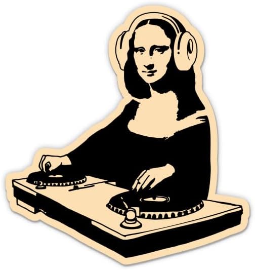DJ Mona Lisa Matrica - 3 Laptop Matrica - Vízhatlan Pvc Autó, Telefon, Víz, Üveg - Banksy Stílus Matrica