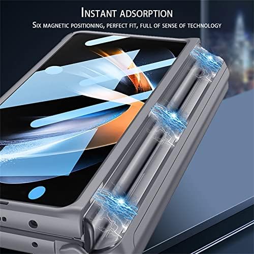 Galaxy Z Fold 4 Esetben, Mágneses S tolltartó Ütésálló tok Állvány képernyővédő fólia, Kompatibilis a Samsung Galaxy Z Fold 4 5G (Szürke)