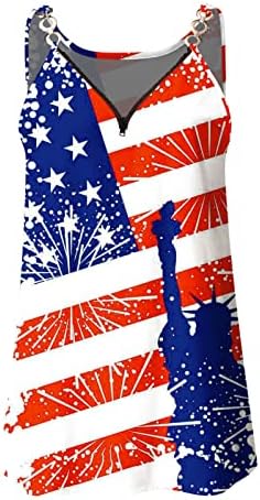 Július 4-Ing Tartály Tetejét Női Ujjatlan V-Nyakú Póló USA Zászló Csillagok Csíkos Hazafias Sportos Tunika Tshirts