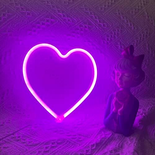 DUOTTS Rózsaszín Szív Neon LED Lámpák a Felek, Aranyos Valentin Napi Dekoráció, vagy Ajándék lakberendezés Világítás, Asztalra