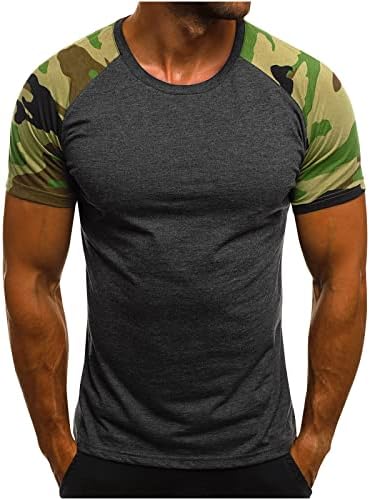 Férfi Terepszínű T-Shirt Rövid Ujjú Álcázás Rendszeres Fit Katonai Felső Hadsereg Stílusú Kerek Nyak Tshirts Edzés A Tornateremben Póló