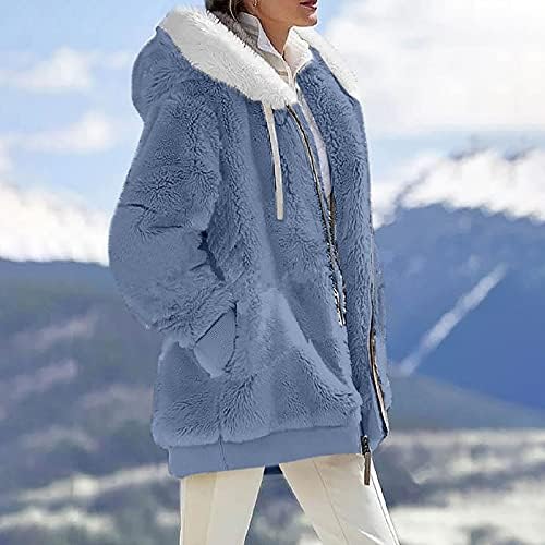 Női Téli Kabát, Hosszú Ujjú Kapucnis Plüss Meleg Kapucnis Flanel Túlméretezett Gyapjú Zubbonyok