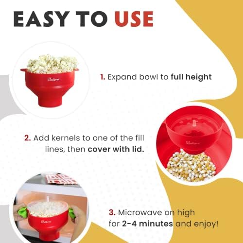 Az Eredeti Salbree Popcorn Popper Gép, Szilikon Popcorn Készítő, Összecsukható Mikrózható Tálba, Hogy A Meleg Levegő Popper - Nincs Olaj Szükséges