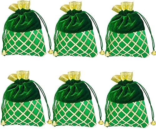 Zöld Bársony 9x7 Cm Kb Potli Ajándék Tasak Táska Válogatott Színes Karácsonyra Diwali Húsvéti Szülinapi házassági Évforduló Designer