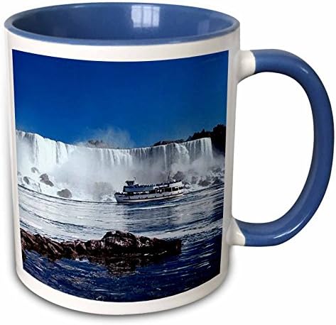 3dRose Niagara Falls a Hajó-Két Hang Kék Bögre, 11-Uncia, Színes