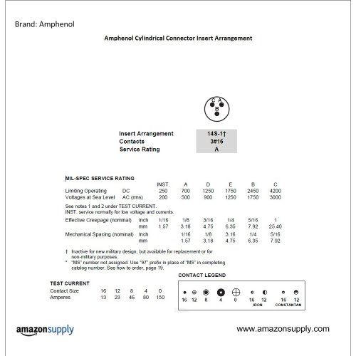 Amphenol Ipari 97-3102A-14S-1P Körkörös Pin Csatlakozó, Menetes Csatlakozó, Forrasztani Felmondás, Doboz, Tartály, Szilárd Backshell,