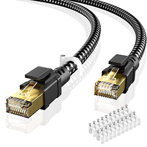 BUSOHE Macska, 8 Ethernet Kábel 30FT, Nagy Sebességű Fonott Árnyékolt, nagy teherbírású RJ45 LAN Internet Hálózati Kábel, 40Gbps 2000MHz Gigabit