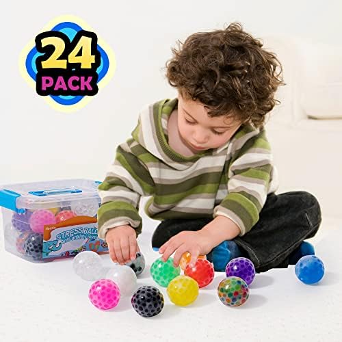 24Pack-Stressz labda Szett,Mini Stressz labda Fidget Játékok Gyerekeknek, Felnőtteknek,Puha Fidget Golyókat, Tele Vízzel, Gyöngyök Pihenni,