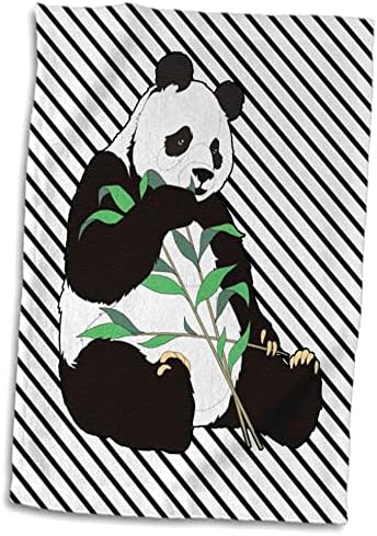 3dRose Nyomtatás Imádnivaló Panda Eszik Bambusz A Csíkos - Törölköző (twl-214463-3)