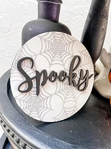 Halloween 3D mini jelek, október 31-ig, kísérteties, pókháló, csokit vagy csalunk, szint tálca dekoráció,Kísérteties
