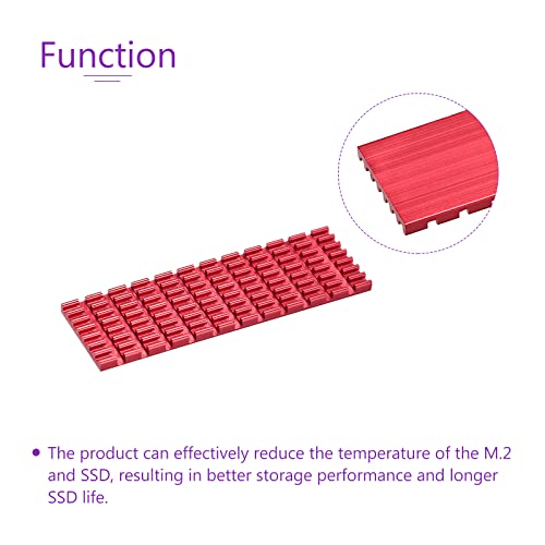DMiotech 1 Csomag 70x22x3mm Alumínium Radiátor az 2280 Merevlemez hűtőborda Piros M. 2 szilárdtestalapú Meghajtó