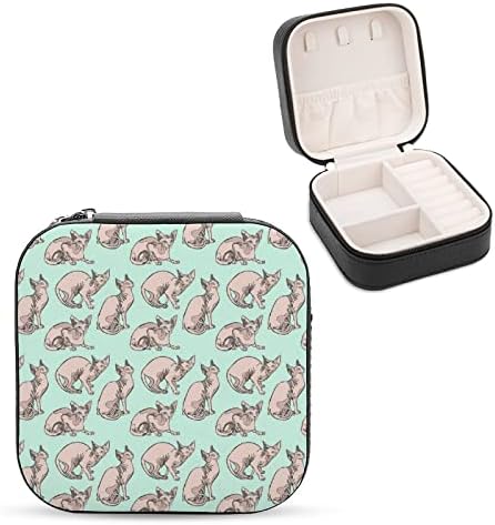 Szfinx Macskák Női Prémium Utazási Kis Ékszeres Doboz, Nyaklánc, Gyűrű, Tároló Szervező Mini vitrin