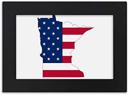DIYthinker Minnesota, USA Térkép Csillagok Csíkos Zászló Alakú Asztali Képkeret Díszek Kép Art Festmény Ajándék