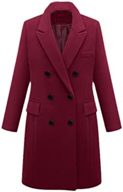 Őszi Téli Kabát Női Alkalmi Gyapjú Szilárd Zakó Blézer Elegáns Dupla Soros Hosszú Kabát Női Plus Size