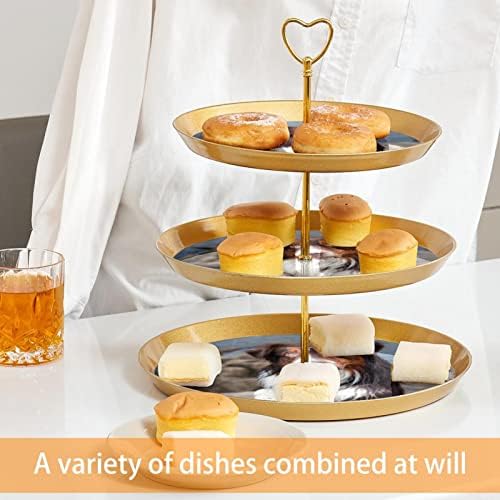 Torta Állvány Szett 3 Tier Cupcake Áll Újrafelhasználható Süteményes Tál Esküvő, Születésnap Tea Party Dekoráció, Állat Collie