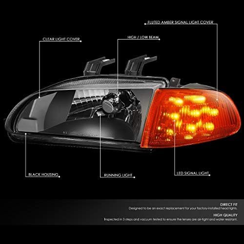 LED lámpa Fekete Ház Fényszóró Lámpa+Szerszám Készlet Kompatibilis a Honda Civic 2/3Dr 92-95