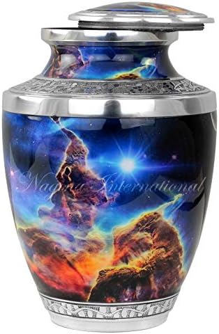 10 Alumínium Díszítő Temetkezési Urnák az Elhamvasztott Emberi Hamu Marad Tárolás | Gyönyörű Galaxy Temetés Pot Kisállat Elvesztése
