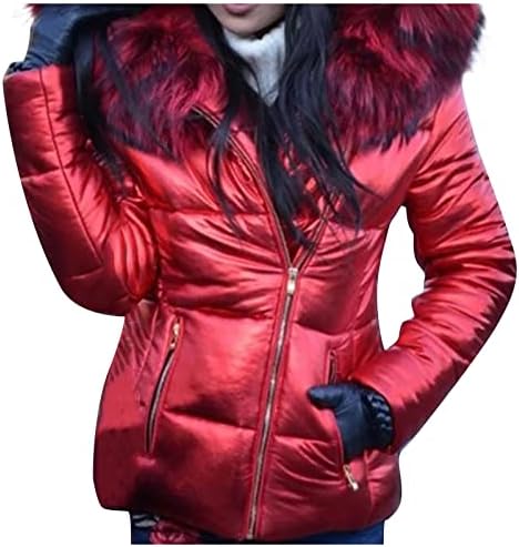 AAZJSS Téli Kabát Téli Kabát Női Plus Size Puffer Kabát, Meleg Steppelt Le Párnázott Vastag, Könnyű Kabát Szőrme Hood