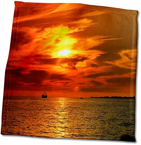 3dRose Nagy Hajó Alatt, Piros, Sárga, Florida Sunset - Törölköző (twl-39058-1)