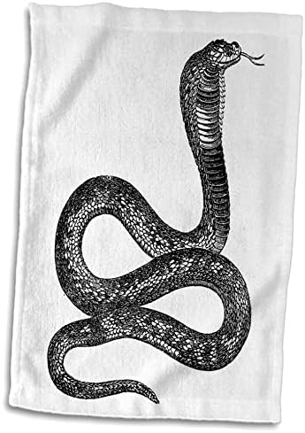 3dRose Florence Állatok - Fekete-Fehér Vintage Kobra Kígyó - Törölköző (twl-37375-1)