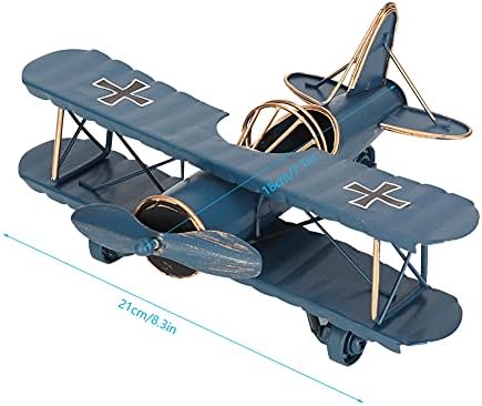 Akozon Repülő Dekoráció Lóg Modell, Vintage Repülőgép Modell Kovácsoltvas Repülőgép Kétfedelű Repülő Dekoráció Modell Asztali