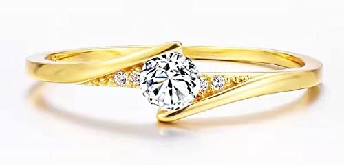 2023 Új Eljegyzési Kerek Vágott Zircons Nők Esküvői Gyűrű, Ékszerek, Gyűrűk, Nő Tinédzser Gyűrűk (D, 9)