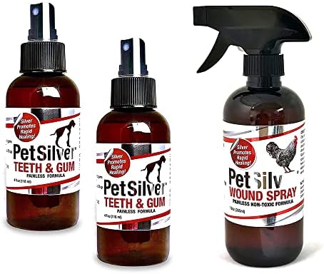 PetSilver Csomag Seb Spray Csirke & Kakast, Fogak & Rágó Spray Kutyák, Macskák, Kelát Ezüst, 2 Csomag