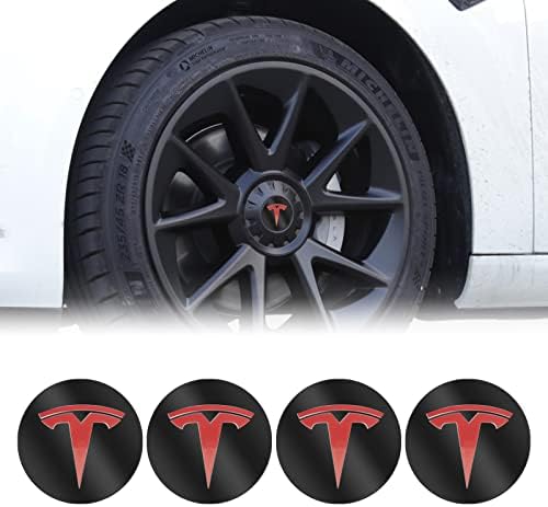DOLKSN Tesla Model 3-Y S X Embléma Jelvény Matrica Kerékagy-Caps Központ Fedelét ABS Anyagból 4db 56MM 2.2(Fekete-piros)
