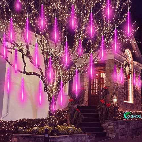 TOPZXL LED Meteorzápor Eső Fények, 50 cm 10 Cső Alá Eső Csepp Karácsonyi Fények Lépcsőzetes Jégcsap String Fény Ünnep Party Esküvői karácsonyfa