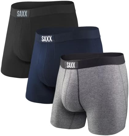 SAXX Férfi Fehérnemű - Vibe Szuper Puha boxeralsót, Beépített Tok Támogatás - Fehérnemű Férfi, Csomag 3