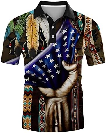 XXBR Hazafias Polo shirt Mens Retro USA Zászló Etnikai Indiai Pólók Felsők Nyári Rövid Ujjú Alkalmi Edzés Golf Póló