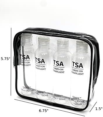 SMFE TSA Utazási Üveg Készlet, Tartalmazza a Négy 100 ml Tovább Kompatibilis TSA Utazási Palack Cipzáras Utazási Konténer