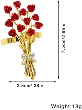 LUKEO 6db Rózsa Virág Szalvéta Gyűrű Gyöngy Virág Szalvéta tartó Gyűrű Vacsorára Felek Esküvők (Szín : D, Méret : 1)
