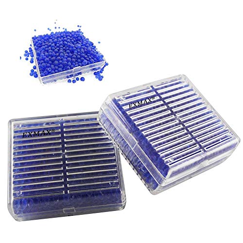 EXMAX Kék Jelezve, Szilikagél, Gyöngyök(2-4mm) Nedvszívó Funkcionális Kemény Műanyag Tartály Párátlanító Nedvességet Felszívja