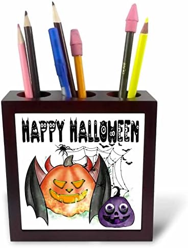 3dRose Boldog Halloween Drakula töklámpás, valamint a Denevérek - Csempe Toll Jogosultjai (ph-369924-1)
