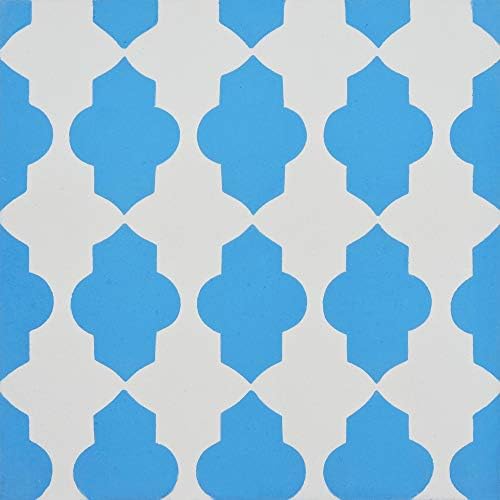 Marokkói Mozaik & Csempe Ház CTP10-01 Tafrout Kézzel készített, Cement, Cserép, 12-es Csomag, Kék-Fehér