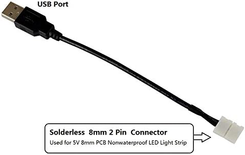 USB LED Szalag Csatlakozó,USB 2-Pin 8 mm-es Solderless Gyors Csatlakozók DIY 5V DC egyszínű, 2835 3528 Nem Vízálló LED Szalag