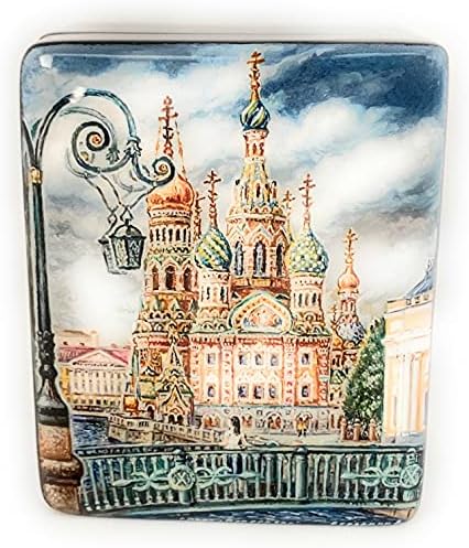 Exkluzív dekoratív ékszer doboz orosz lakk mini St. Petersburg. Készült papírmasé Fedoskino.Lakberendezés.Kézzel készített