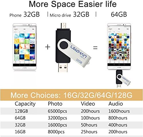 leizhan 64 gb-os OTG USB Flash Meghajtó Samsung Galaxy S7/S6/S5/S4/S3/Xiaomi/Meizu/HTC/Nokia/Moto/Huawei, Micro-USB 3.0 Kép Botot,