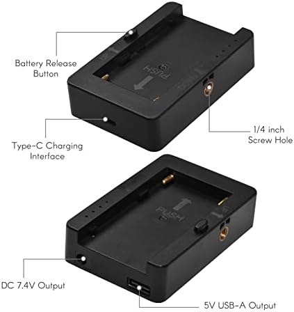 XIXIAN NP-F Akkumulátor Akkumulátor Töltő Adapter Lemez C-Típusú Töltő Port USB5V DC7.4V Kimenet 1/4 Hüvelyk Csavar Lyuk, NP-F550