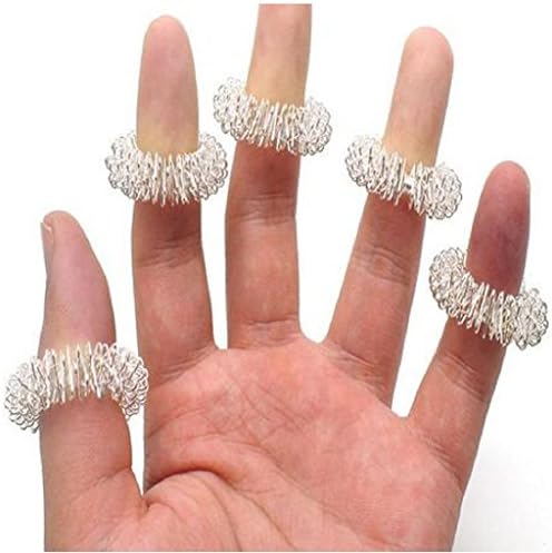 10db Ujját Masszírozó Gyűrű Mini Ujját Akupunktúra Tavaszi gyűrűsujj Forgalomba Gyűrűk (Ezüst)