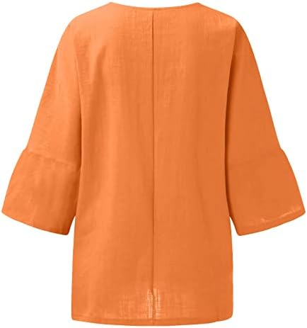 Női Pamut Ágynemű Tshirt Maximum Plus Size Divat Szilárd Tunika Póló, Alkalmi Laza Fit Kényelmes, 3/4-Es Ujjú Ing, Blúz
