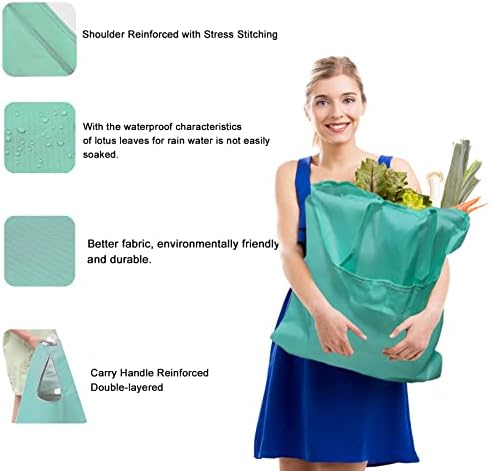 Evohyah Bevásárló Táskák Újrafelhasználható Élelmiszerbolt Tote Bags Konyha Újrafelhasználható Táskák 50LBS Ripstop Geometriai Divat