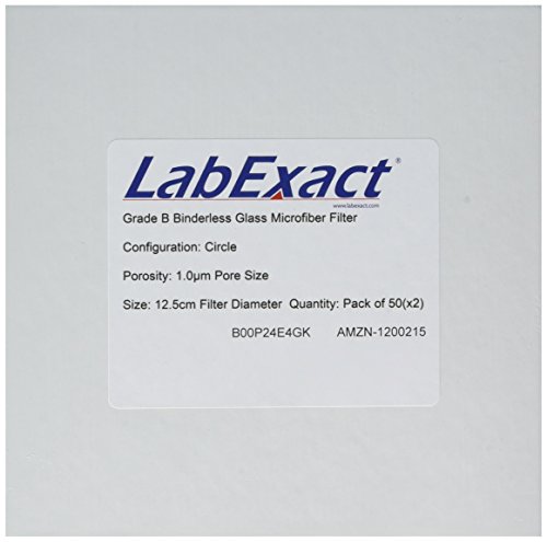 LabExact 1200215 B Minőségű Üveg Mikroszálas Szűrő, Binderless Boroszilikát Üveg, 1.0 µm, 12,5 cm (Csomag 100)