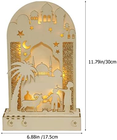 Abaodam Fa Eid Kézműves Éjszakai Fény Iszlám LED Hold Asztali Lámpák Dekor Eid Mubarak DIY Muszlim Világítás 3D Ramadan Mubarak Lámpa Dekoráció,
