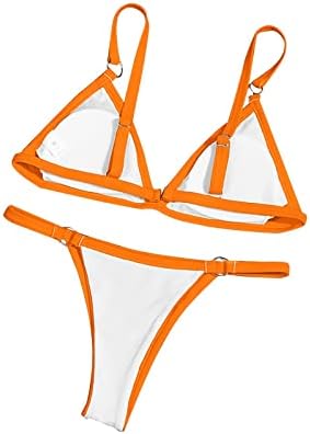 Női Bikini Fürdőruha Gyűrű Spagetti Pánt kétrészes fürdőruhát Brazil Bikini String Magas Vágás Nyári Fürdőruha