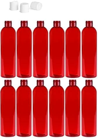 8 Uncia Cosmo Kerek Üveg, PET Műanyag Üres Újratölthető BPA-Mentes, Fehér Nyomja Le a Lemez Caps (12-es Csomag) (Rózsaszín)