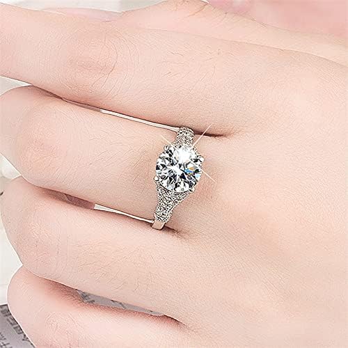 2023 Új Női Aranyozott Gyűrű Divat Ékszerek Gyűrűk Kerek Vágott Szoliter Gyűrűk Tele Lábujj Gyűrű (Ezüst, 5)