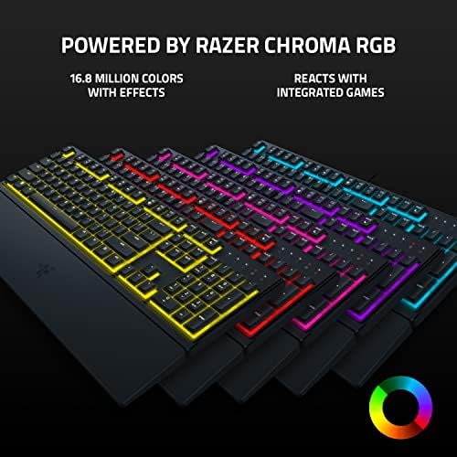 Razer Ornata V3 X Gaming Billentyűzet: Alacsony Profilú Kulcsok - Csendes Membrán Kapcsolók - Spill Ellenálló - Chroma RGB Világítás -